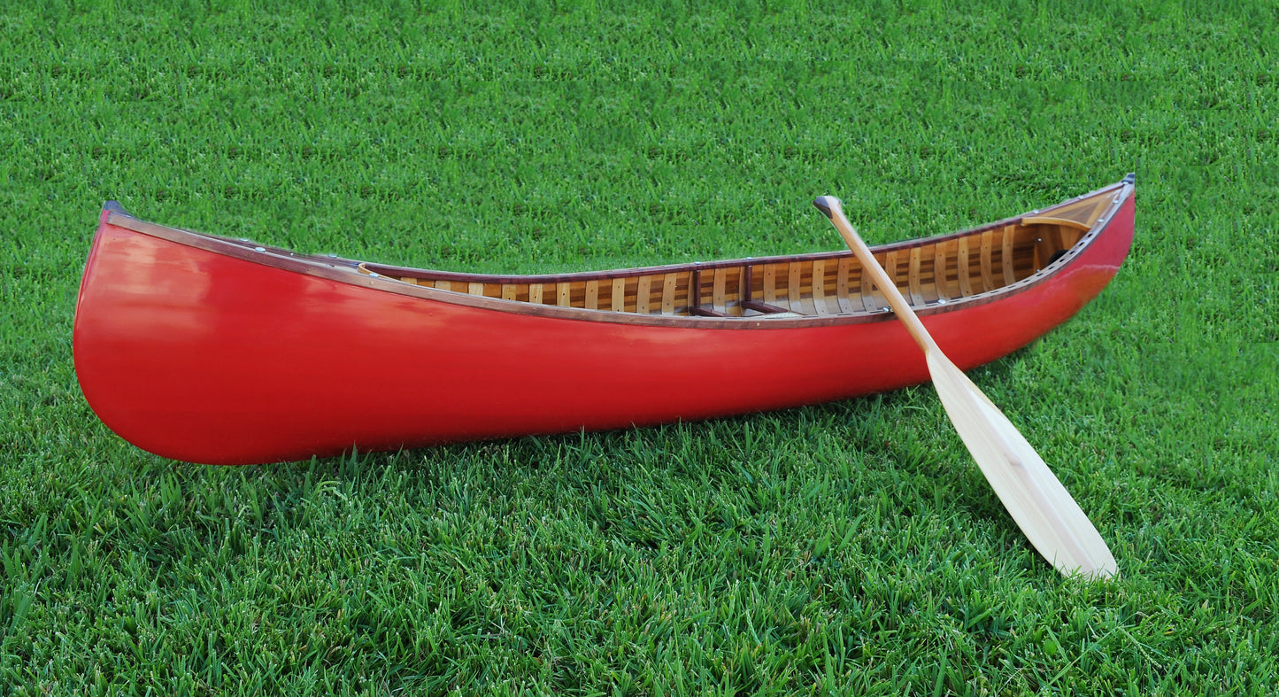 Red Wooden Canoe 10ft With Ribs Curved Bow