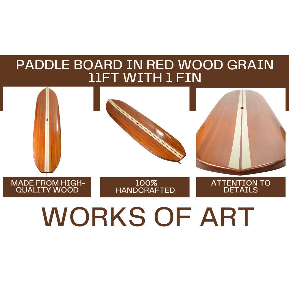 Paddle Board in Red Wood Grain 11ft with 1 fin