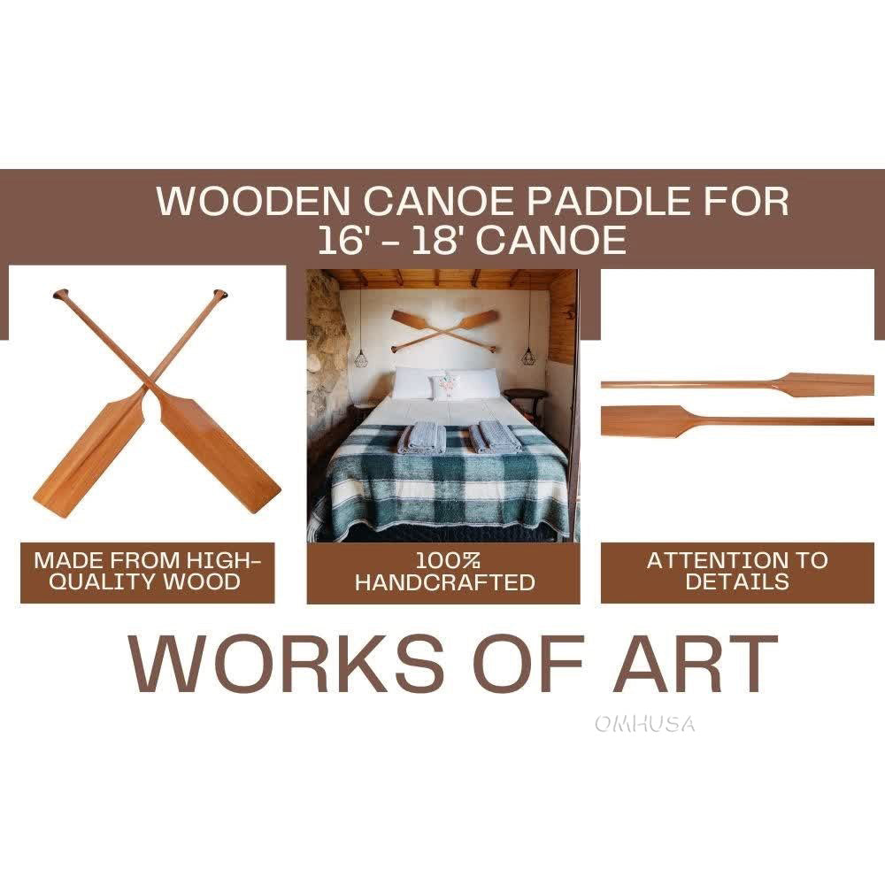 Wooden Canoe Paddle for 16' - 18' canoe |Handcrafted | Functional | Cedar Wood