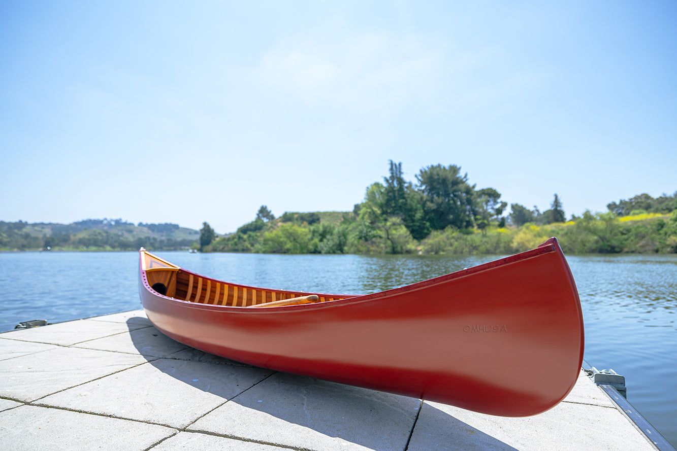 Red Wooden Canoe 10ft With Ribs Curved Bow