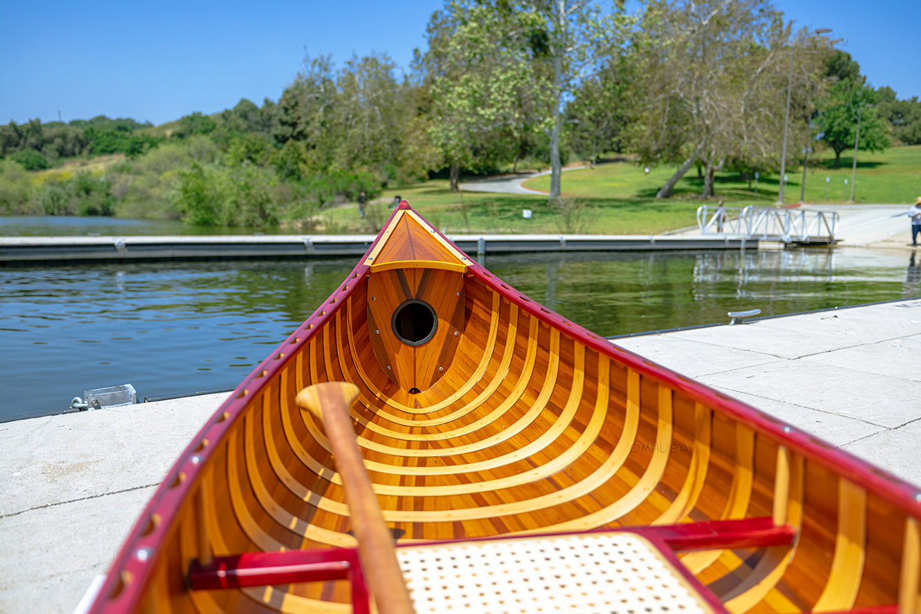 Red Wooden Canoe 10ft With Ribs Curved Bow