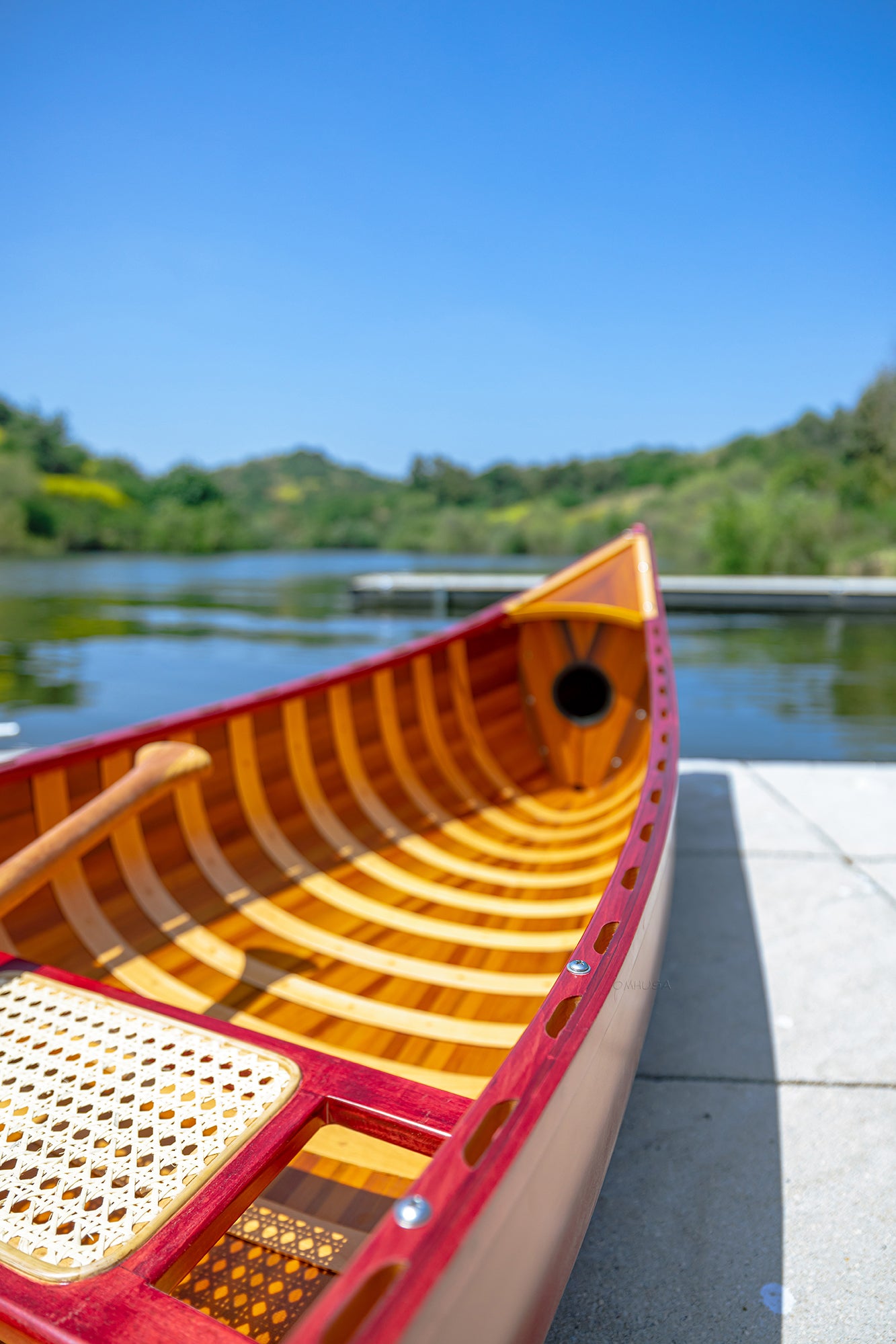 Red Wooden Canoe 10ft With Ribs Curved Bow