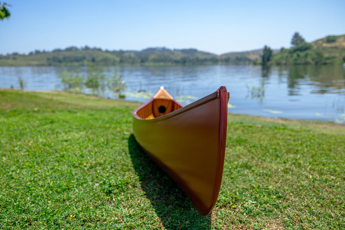 Red Wooden Canoe 10ft With Ribs Curved Bow