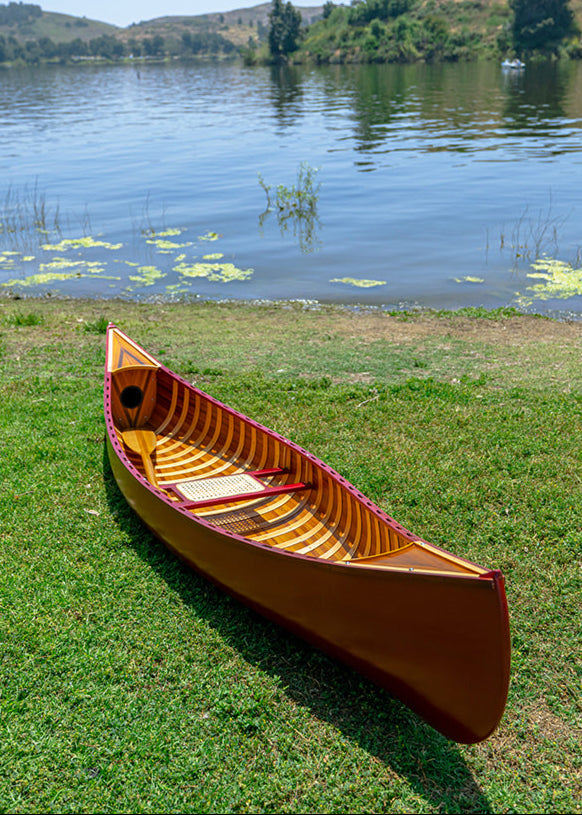 Red Wooden Canoe 10ft With Ribs Curved Bow