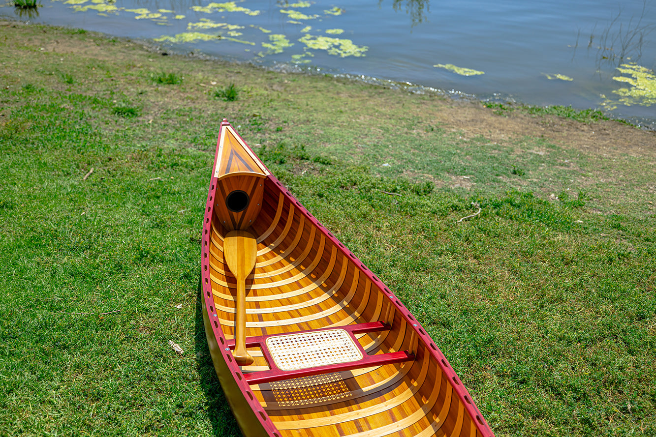 Red Wooden Canoe 10ft With Ribs Curved Bow