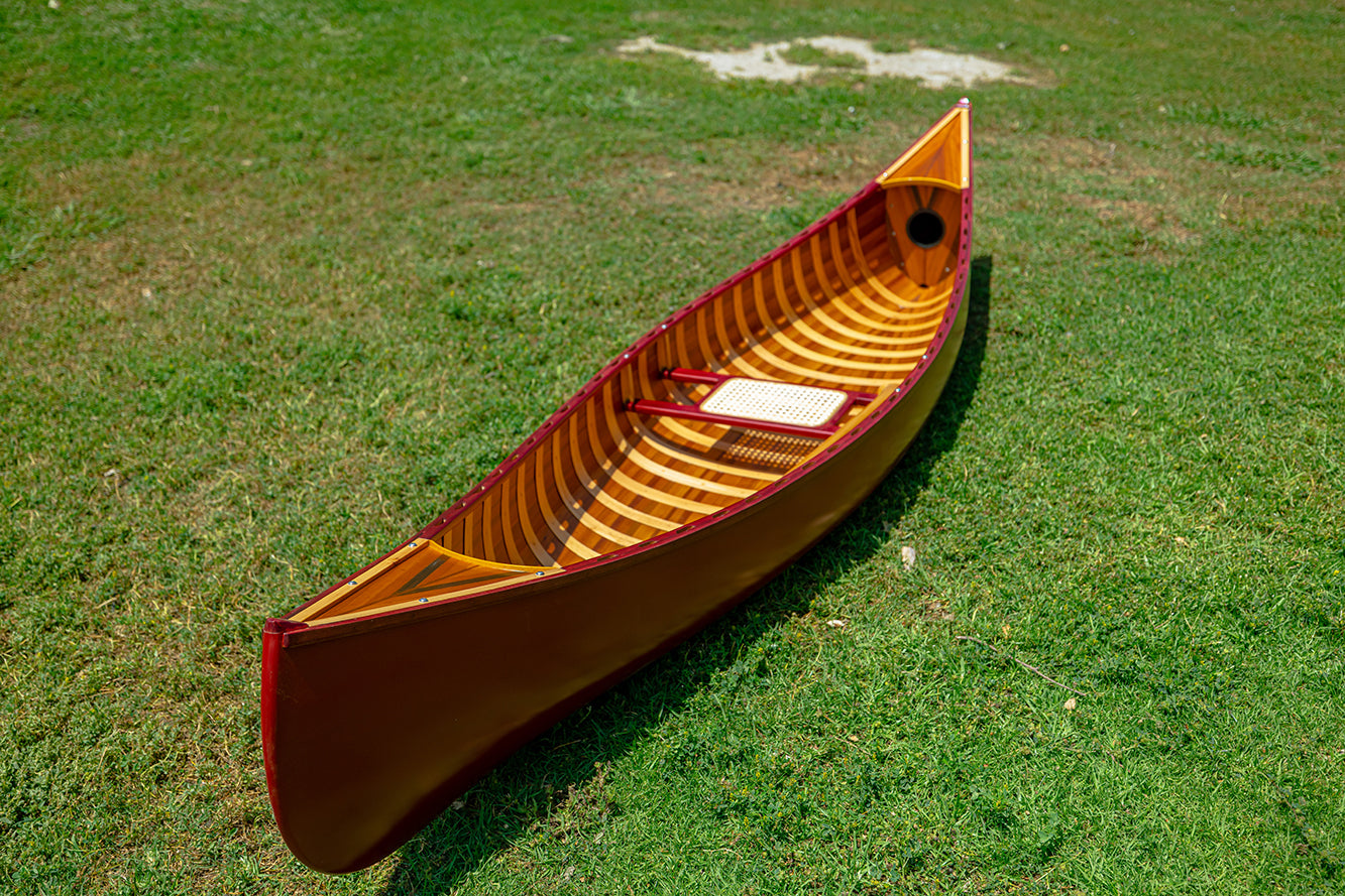 Red Wooden Canoe 10ft With Ribs Curved Bow