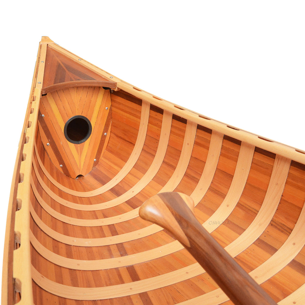 Wooden Canoe With Ribs Curved Bow Matte Finish 10 ft Display-Only