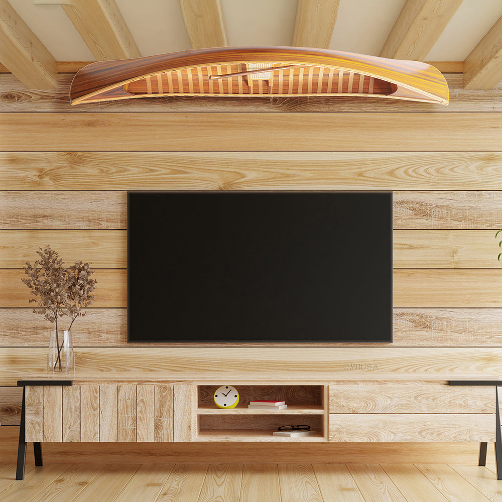 Wooden Canoe With Ribs Curved Bow Matte Finish 10 ft Display-Only