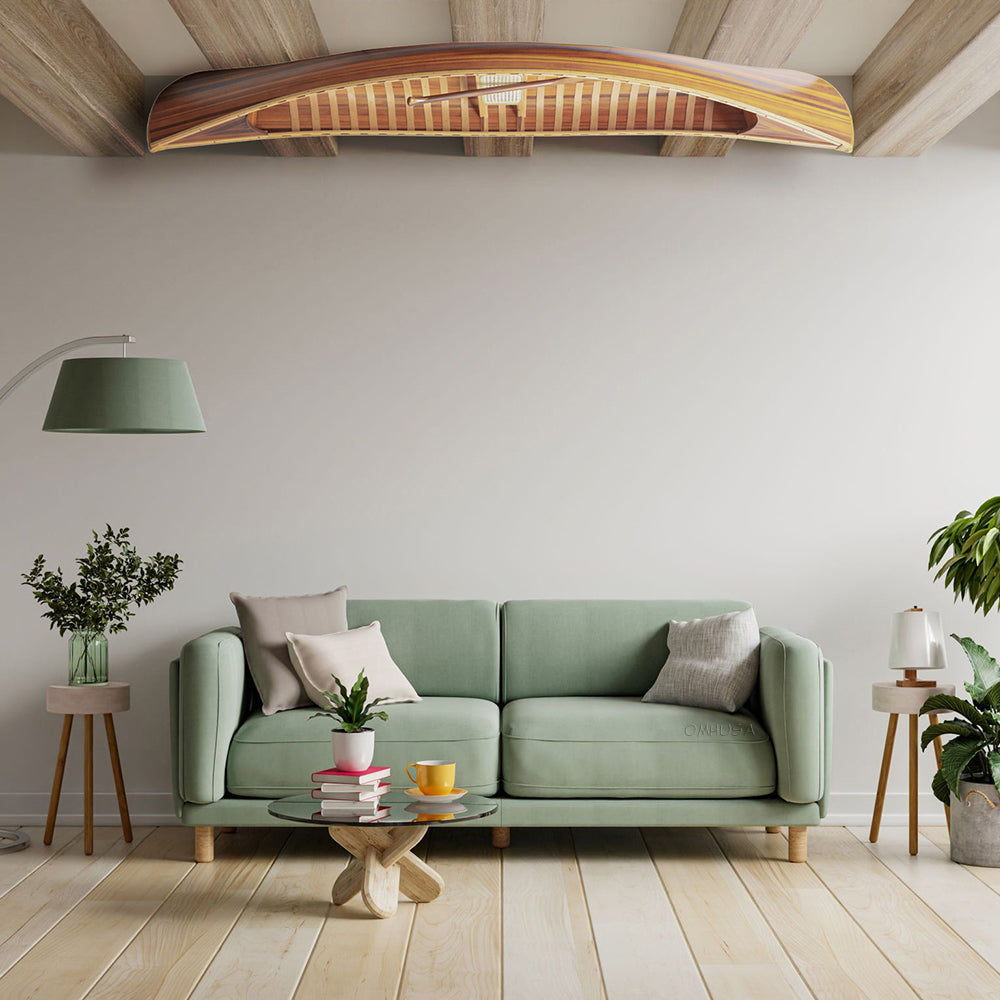 Wooden Canoe With Ribs Curved Bow Matte Finish 10 ft Display-Only