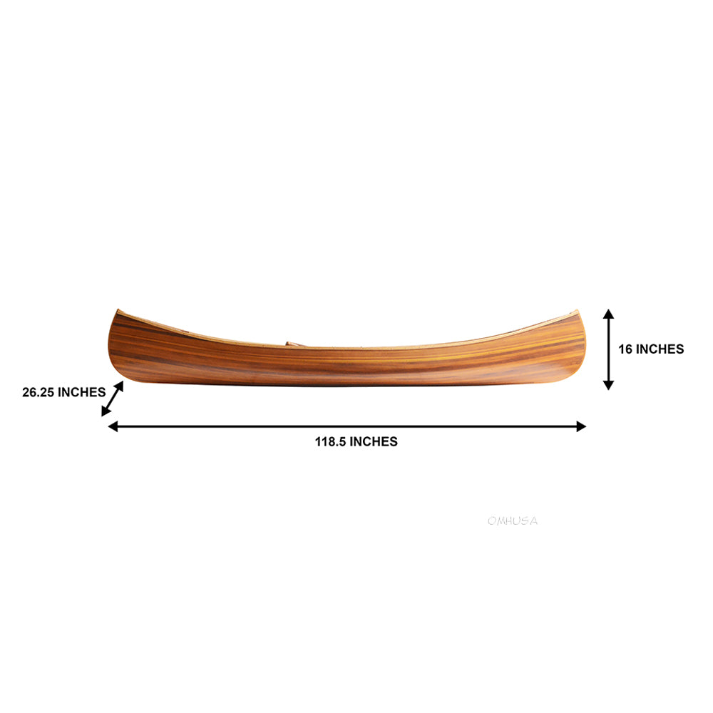 Wooden Canoe With Ribs Curved Bow Matte Finish 10 ft Display-Only