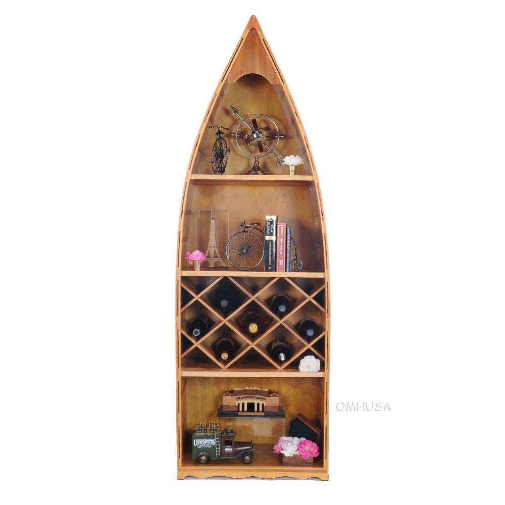 Wooden Canoe Wine Shelf