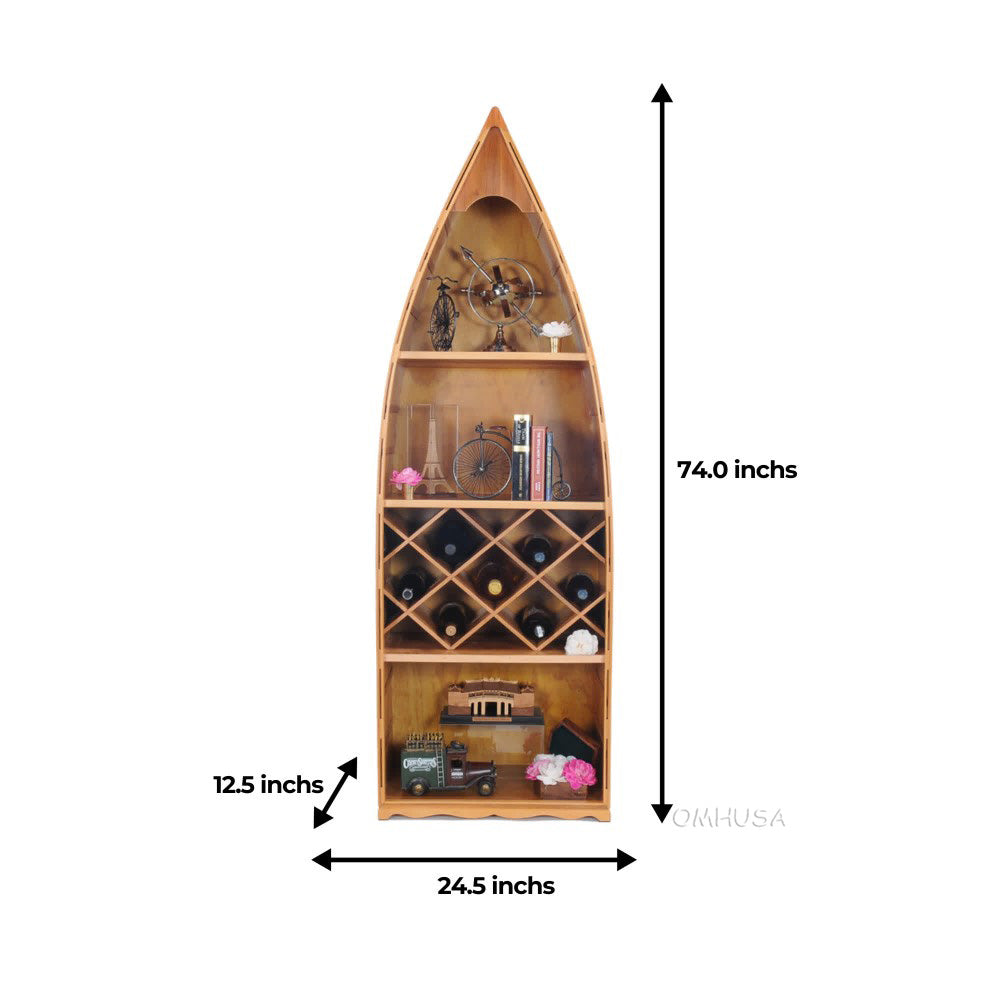 Wooden Canoe Wine Shelf