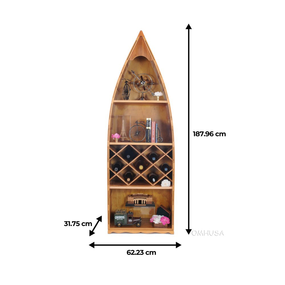 Wooden Canoe Wine Shelf