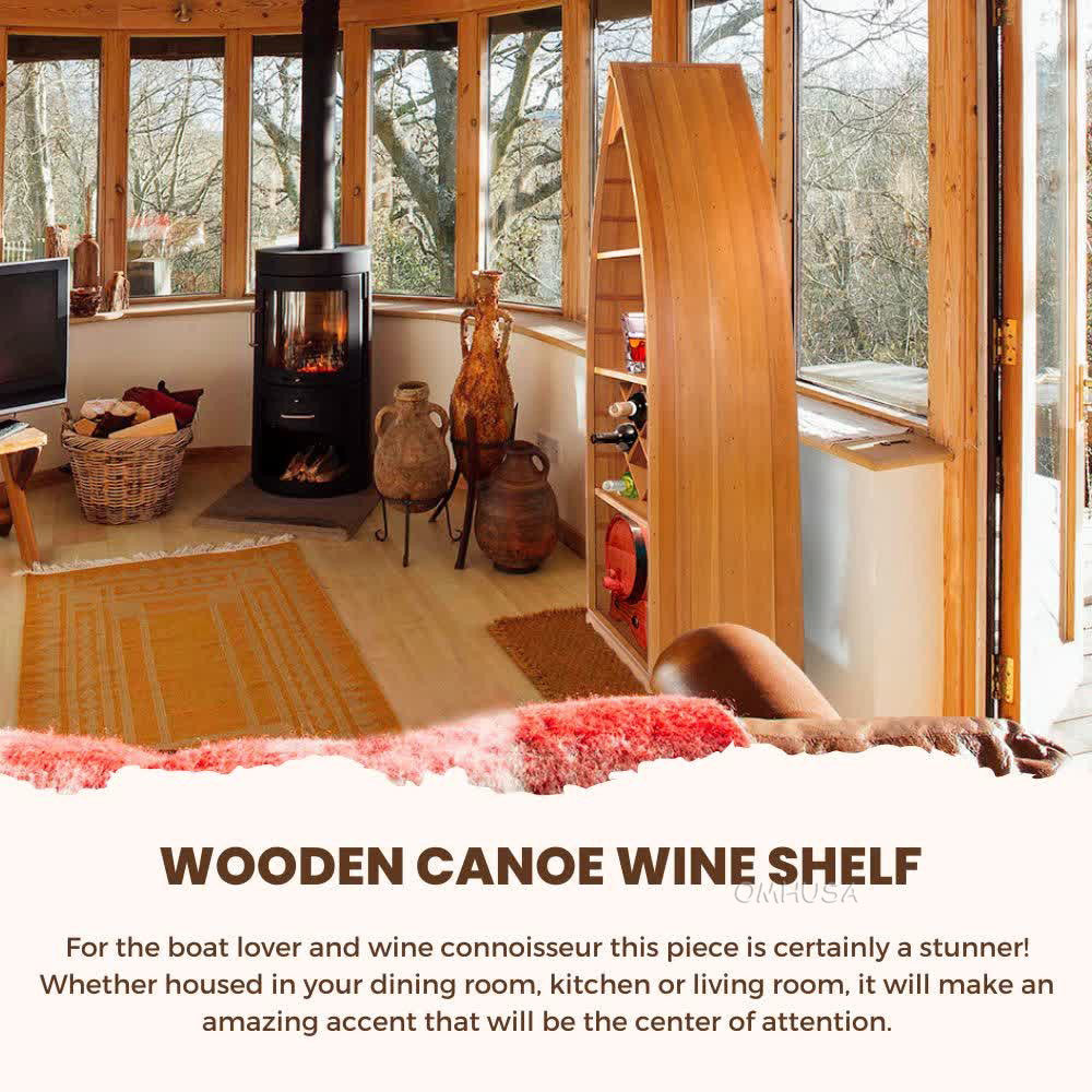 Wooden Canoe Wine Shelf