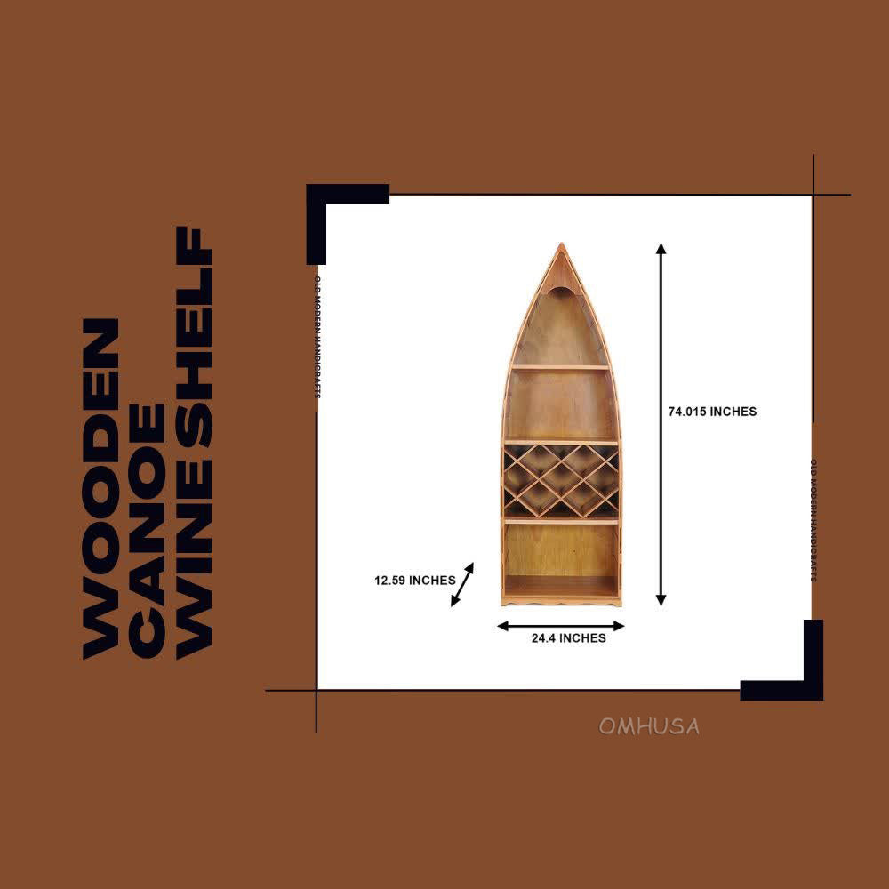 Wooden Canoe Wine Shelf