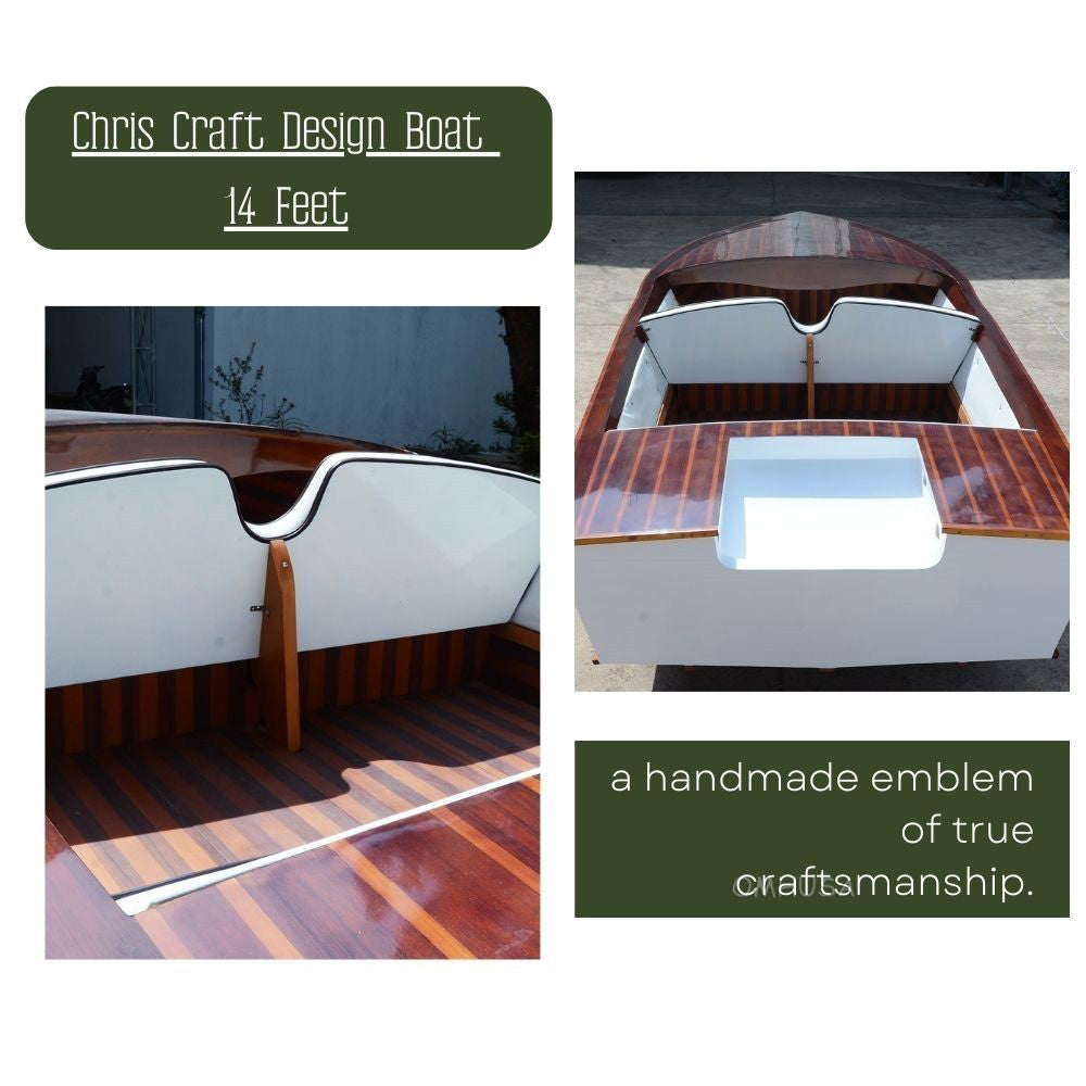 Chris Craft Design Classic Wooden Runabout Boat 14.5 Foot