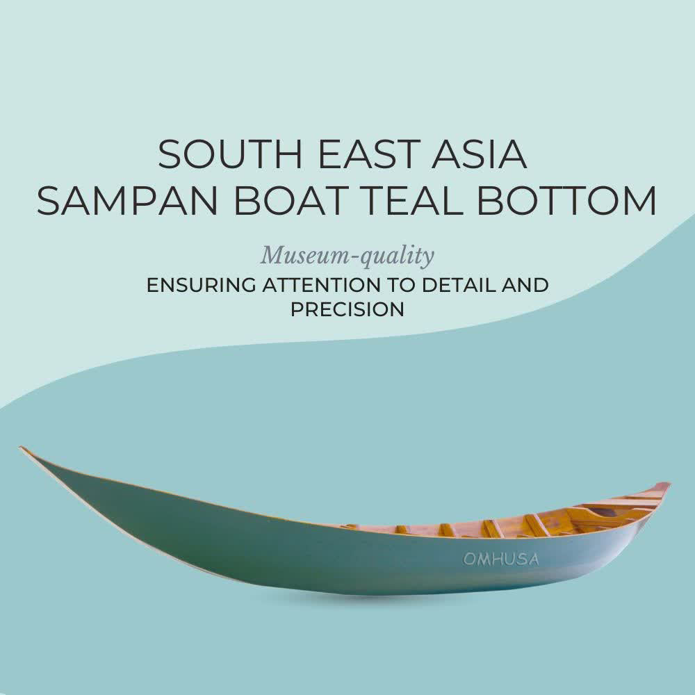 South East Asia Sampan Boat Teal Bottom