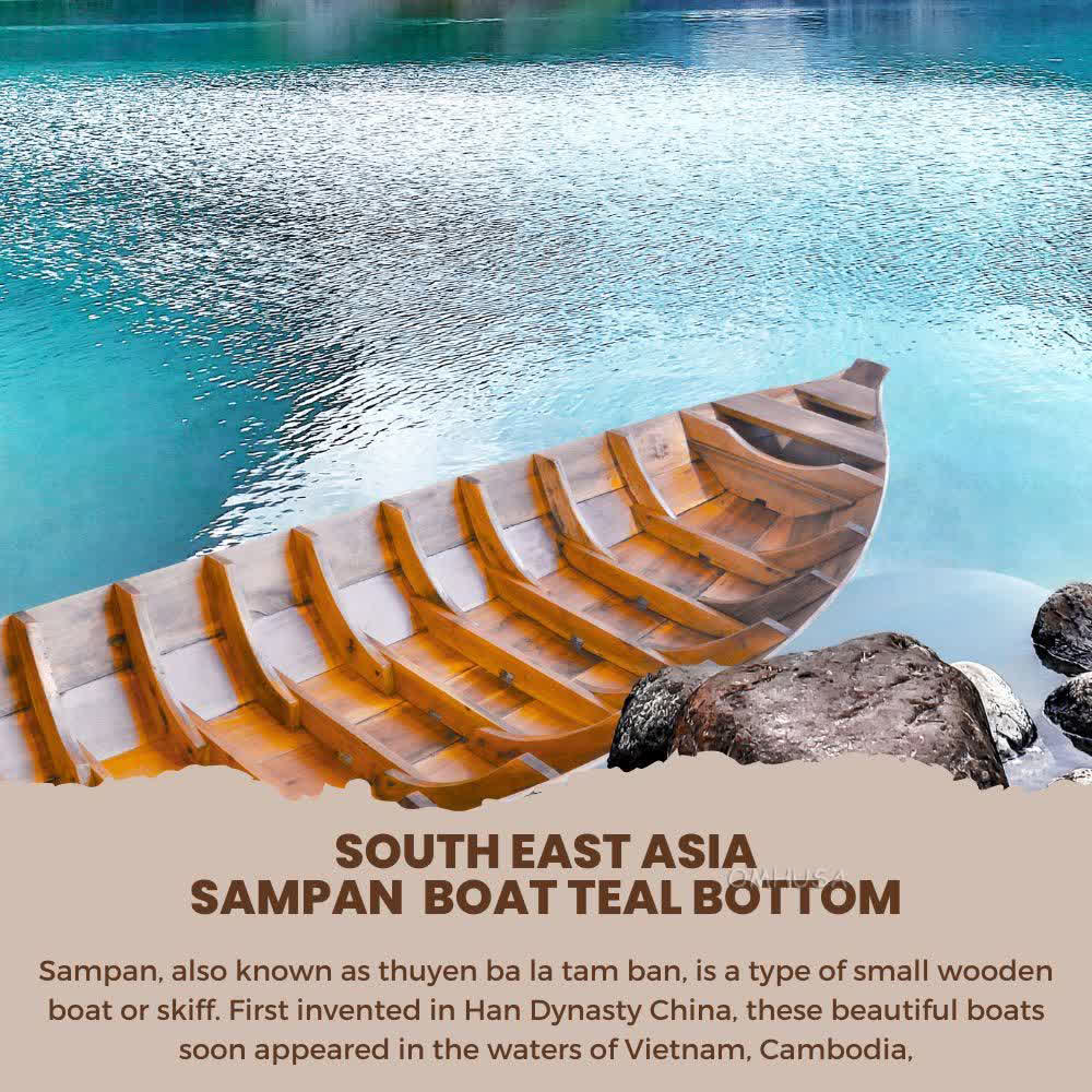 South East Asia Sampan Boat Teal Bottom