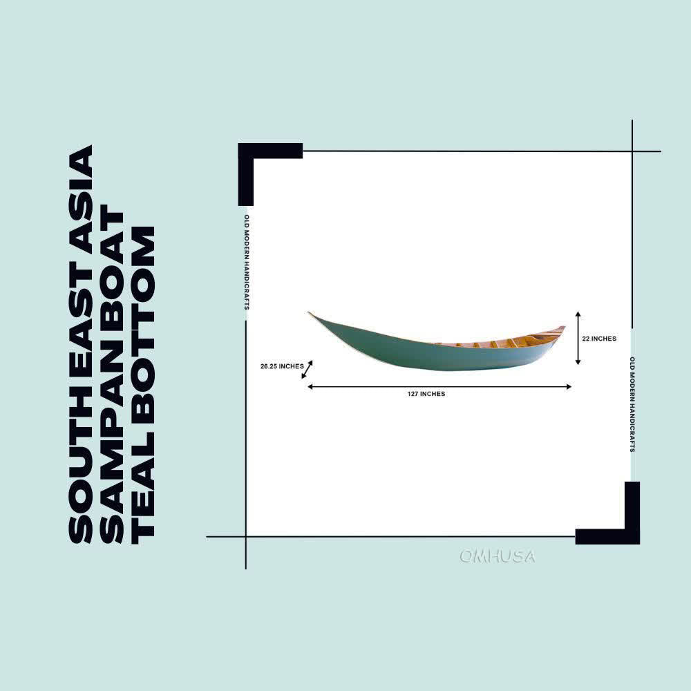 South East Asia Sampan Boat Teal Bottom