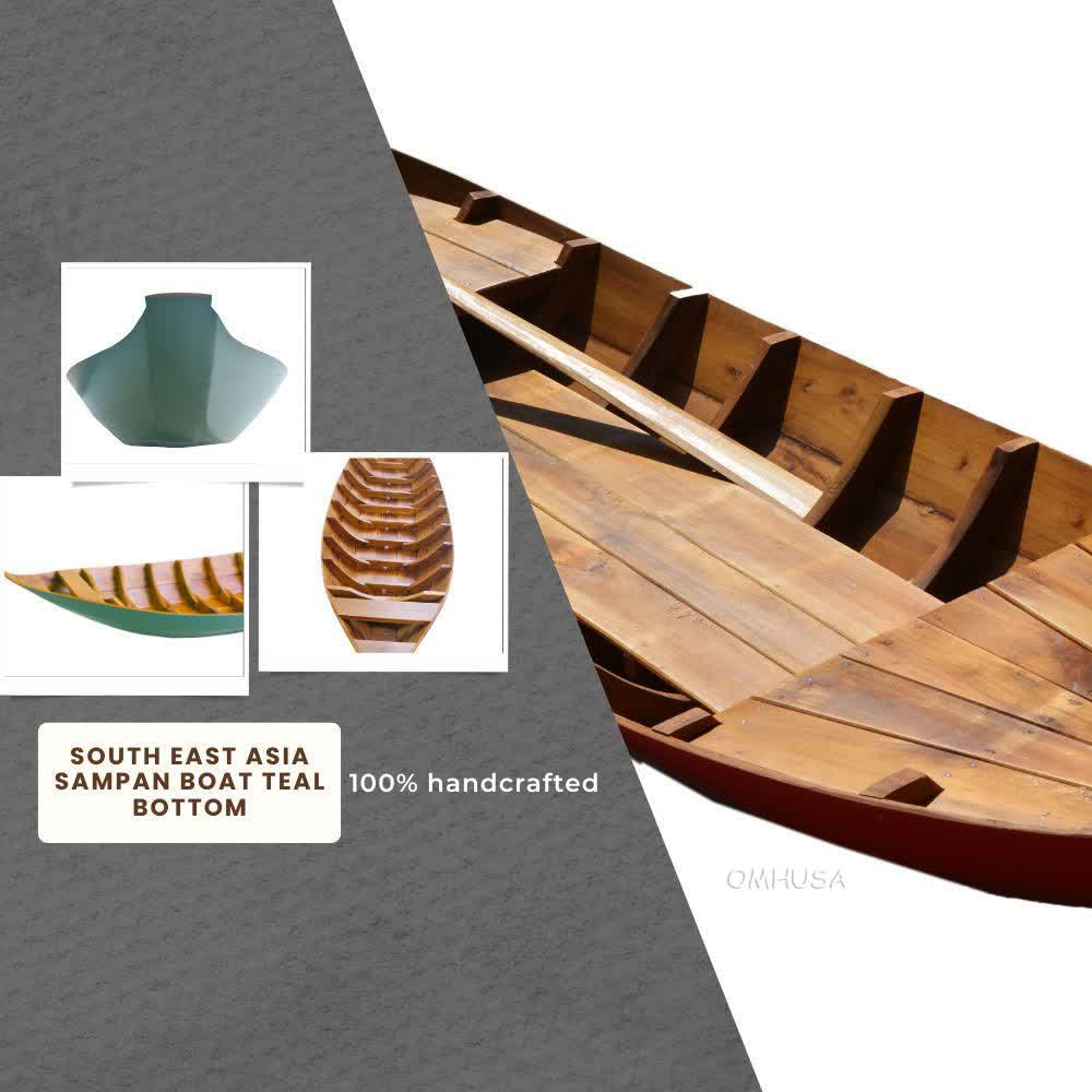 South East Asia Sampan Boat Teal Bottom