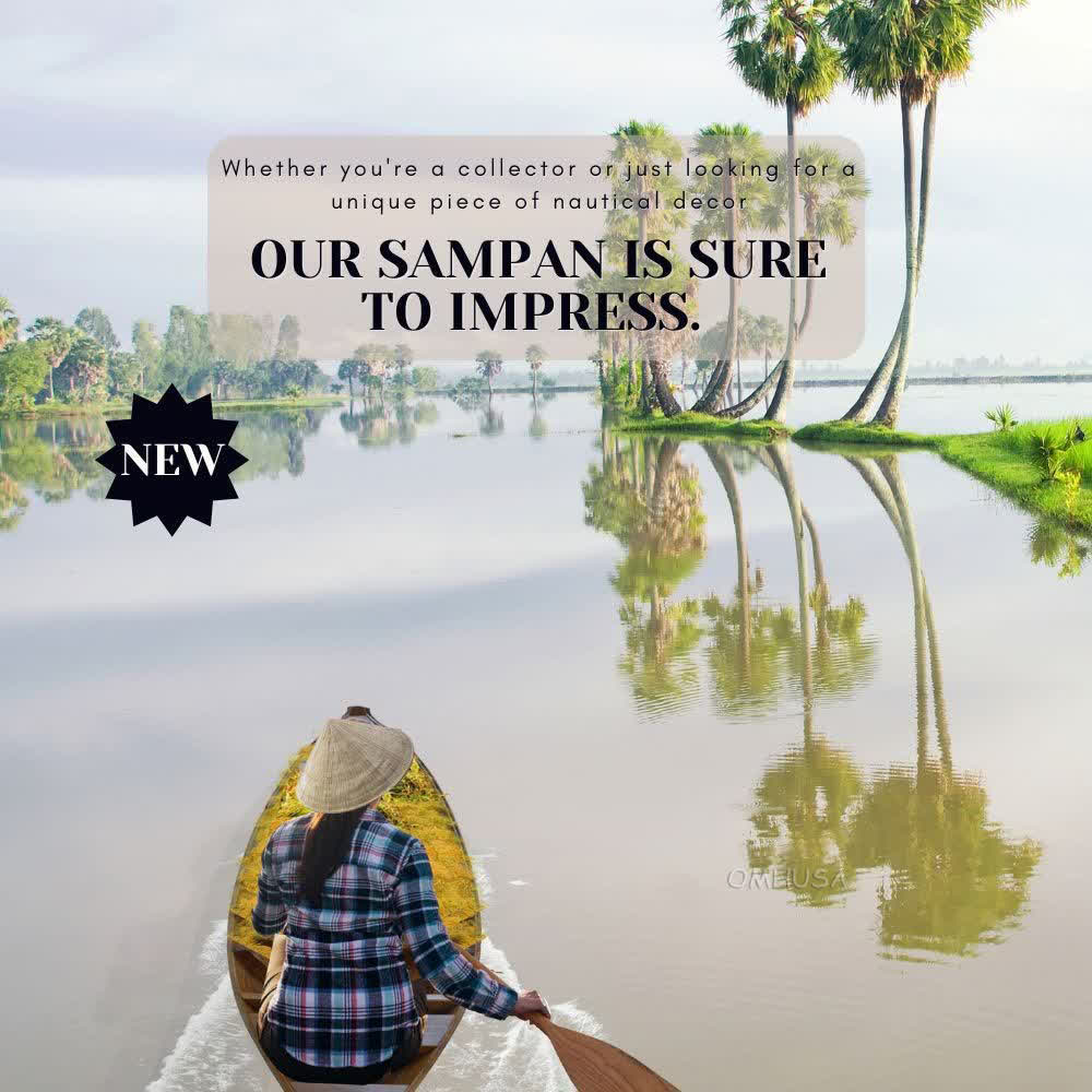 South East Asia Sampan Boat Teal Bottom