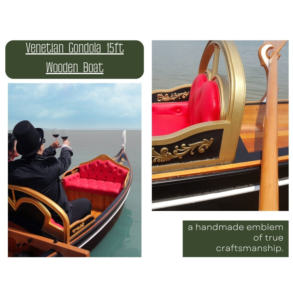 Venetian Gondola Wooden Boat 15 ft.