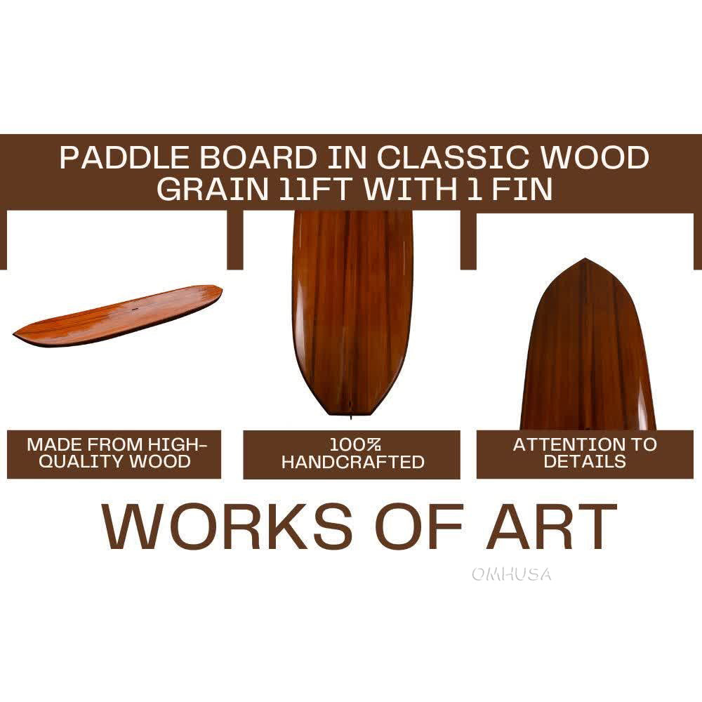 Paddle Board in Classic Wood Grain 11ft with 1 fin
