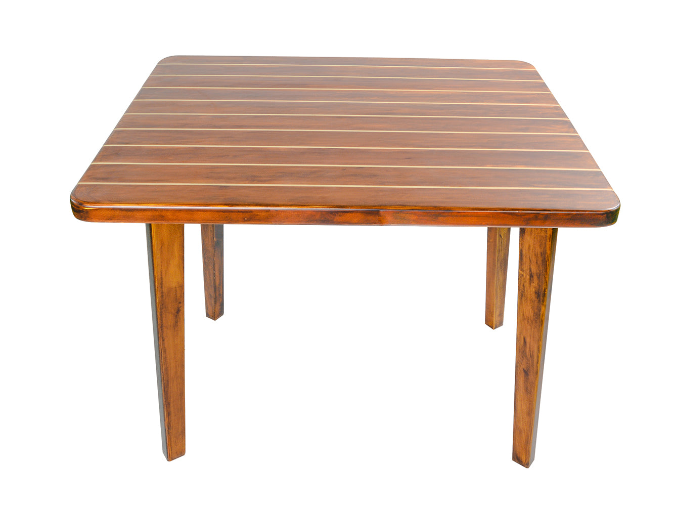 Nautical Table With Inlay Wood Stripes Small