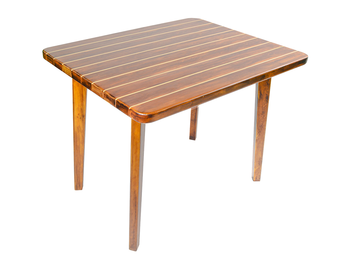 Nautical Table With Inlay Wood Stripes Small