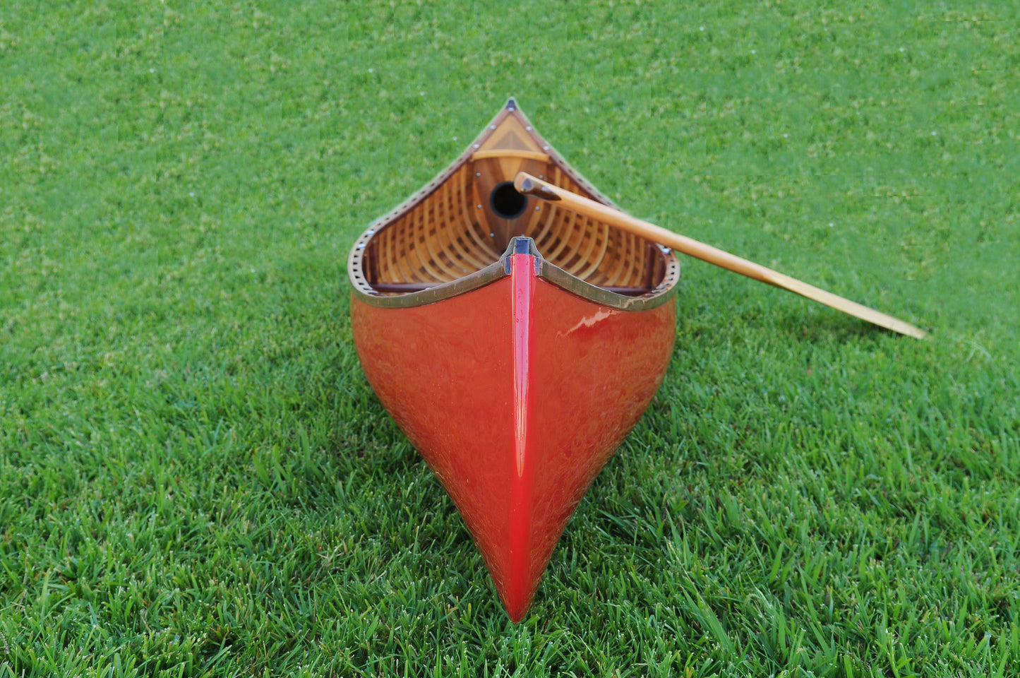 Red Wooden Canoe 10ft With Ribs Curved Bow