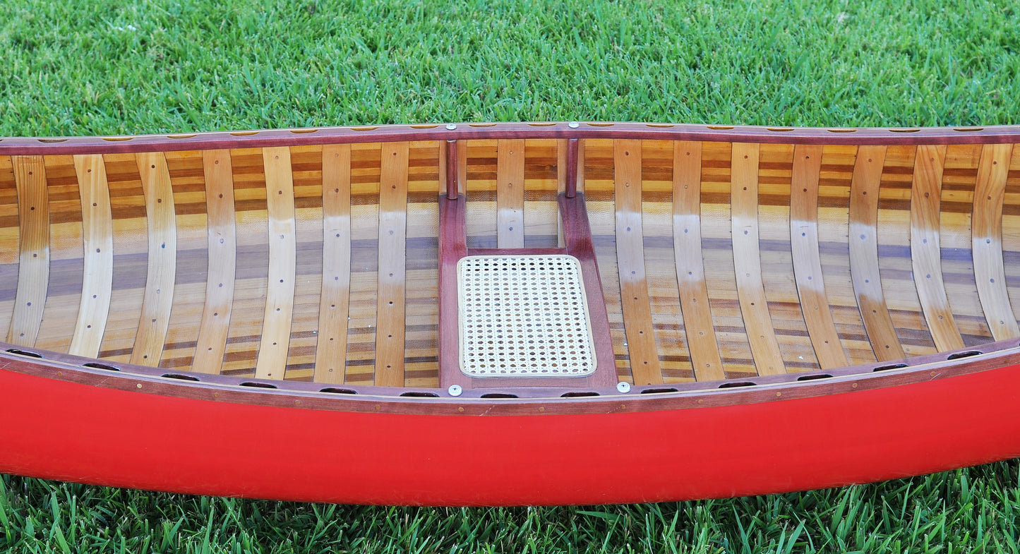 Red Wooden Canoe 10ft With Ribs Curved Bow