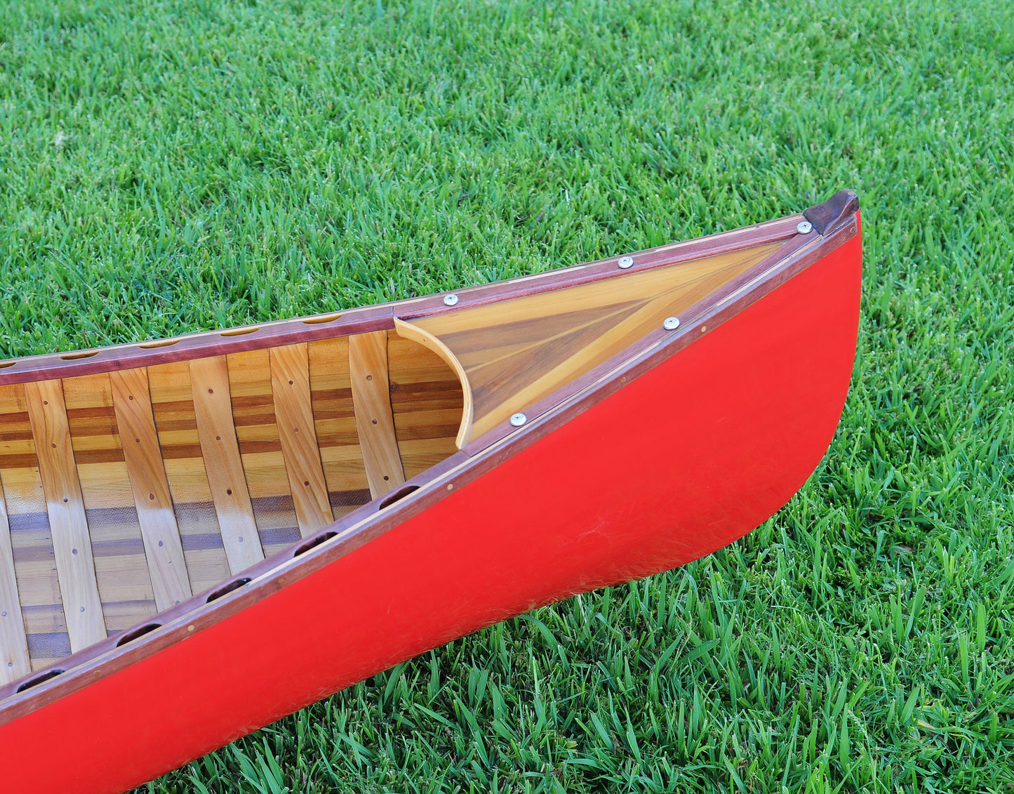 Red Wooden Canoe 10ft With Ribs Curved Bow