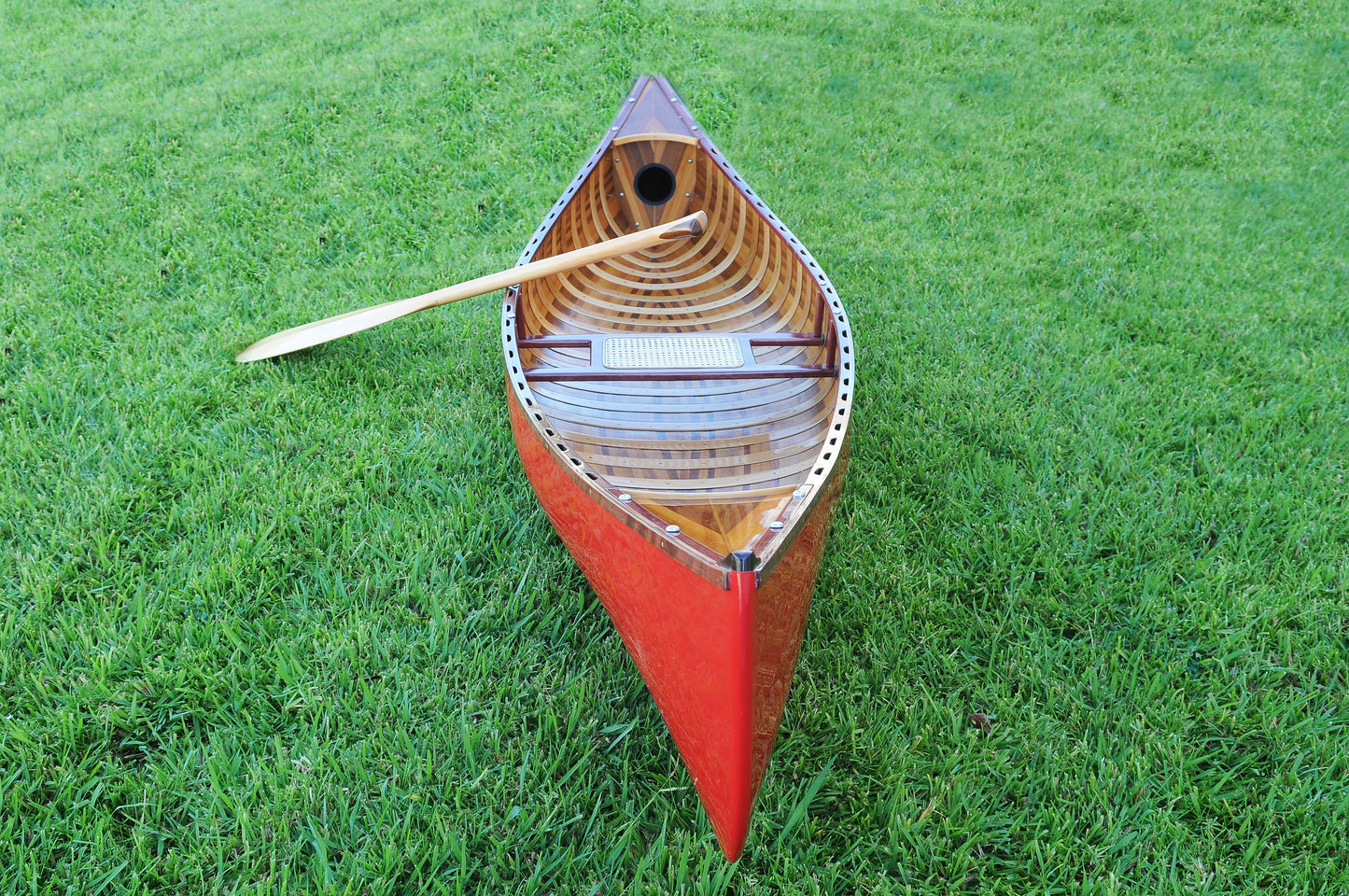 Red Wooden Canoe 10ft With Ribs Curved Bow