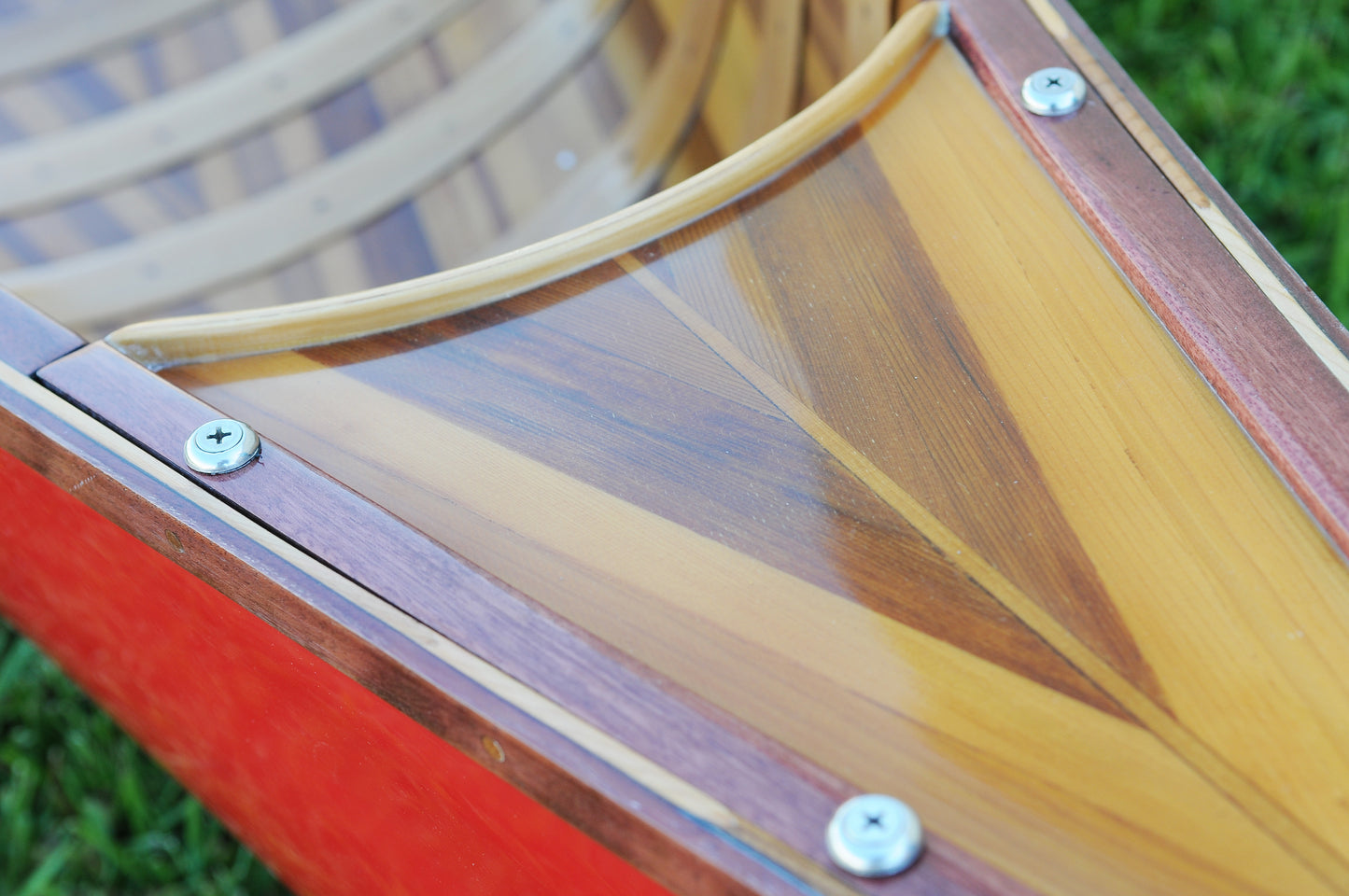 Red Wooden Canoe 10ft With Ribs Curved Bow