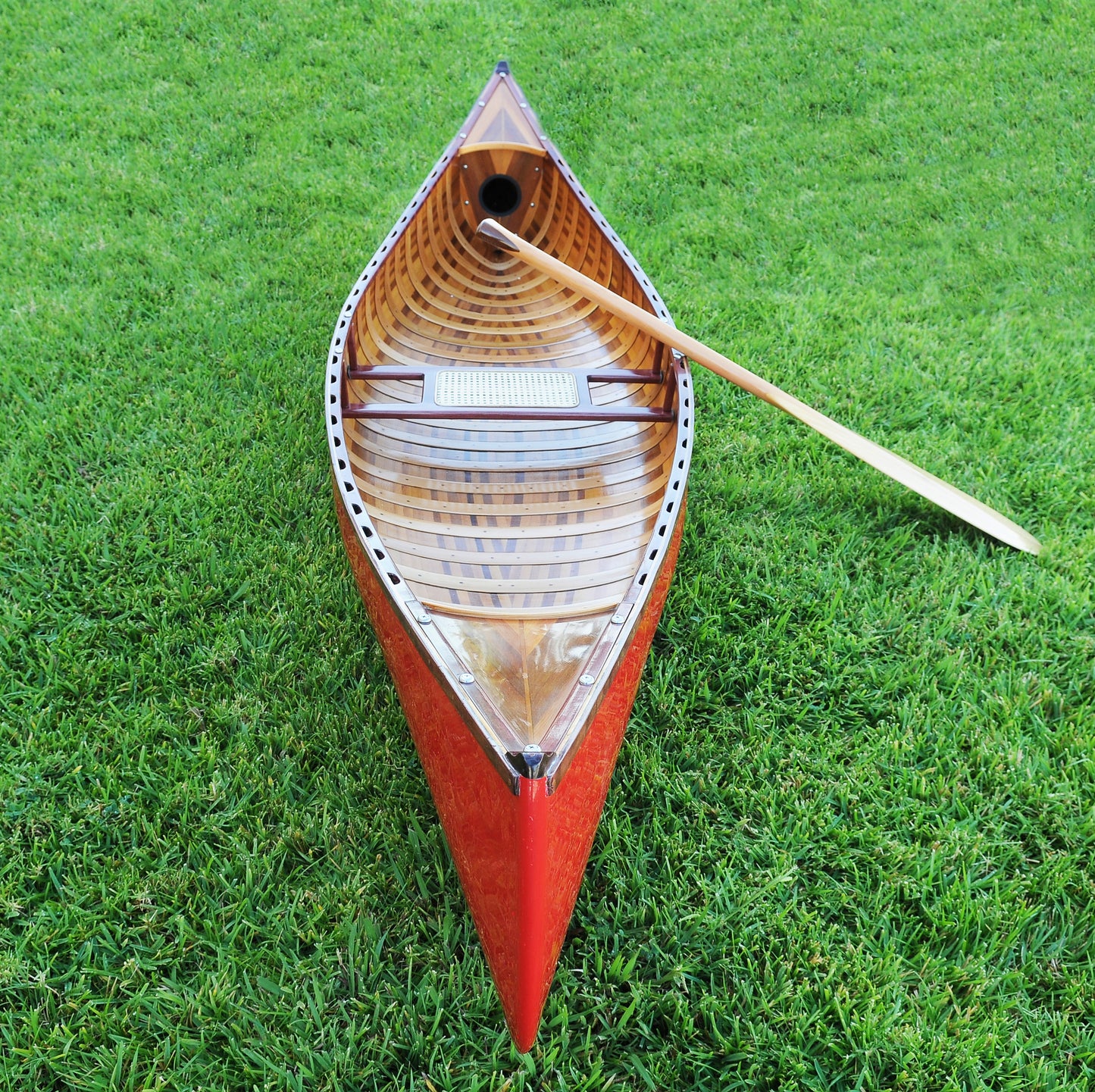 Red Wooden Canoe 10ft With Ribs Curved Bow