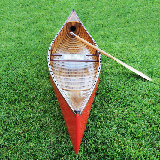 Red Wooden Canoe 10ft With Ribs Curved Bow