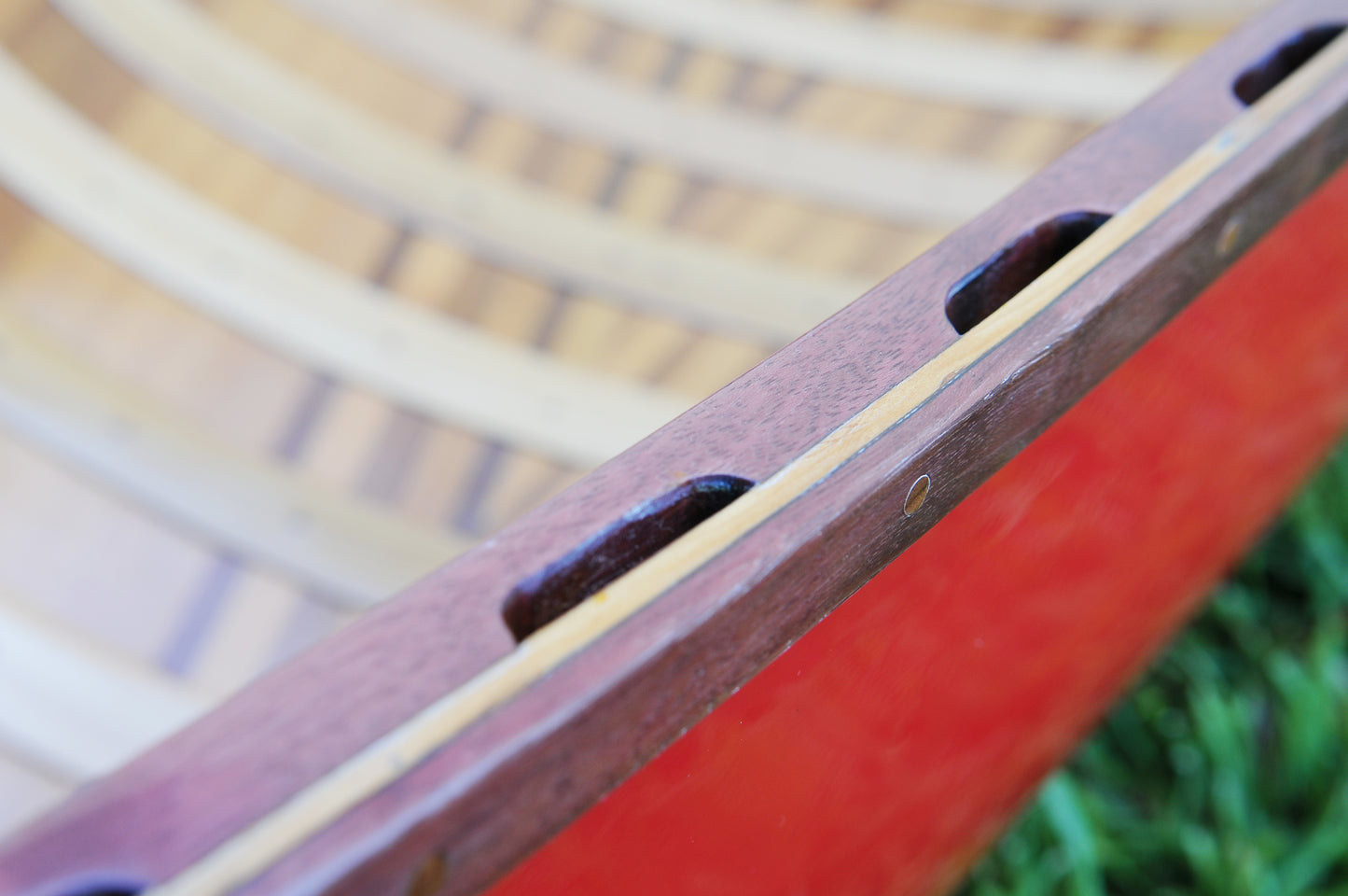 Red Wooden Canoe 10ft With Ribs Curved Bow