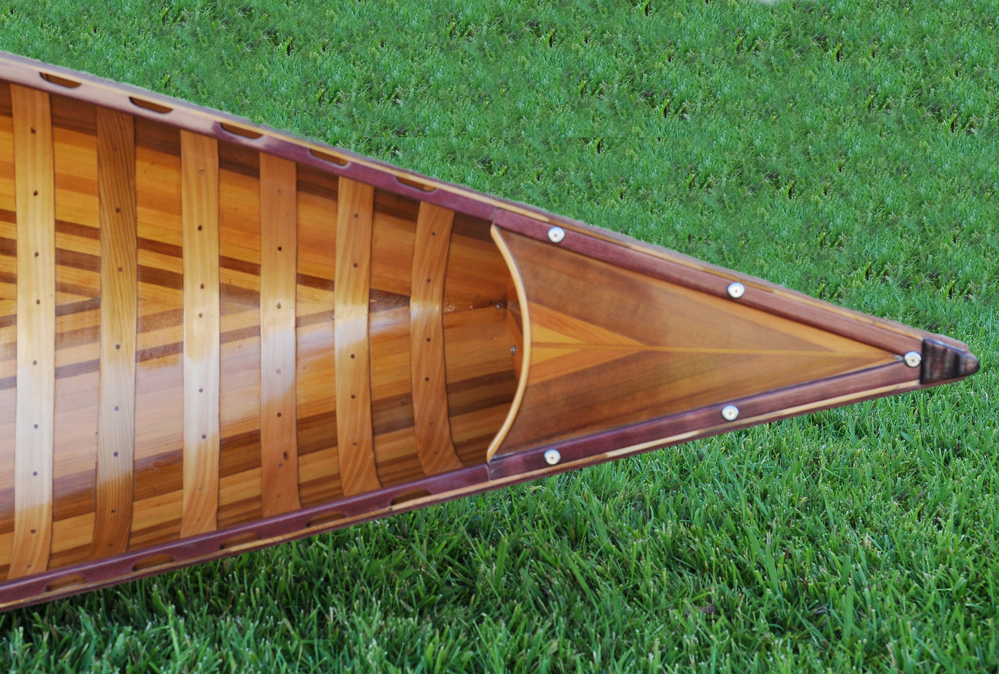 Red Wooden Canoe 10ft With Ribs Curved Bow