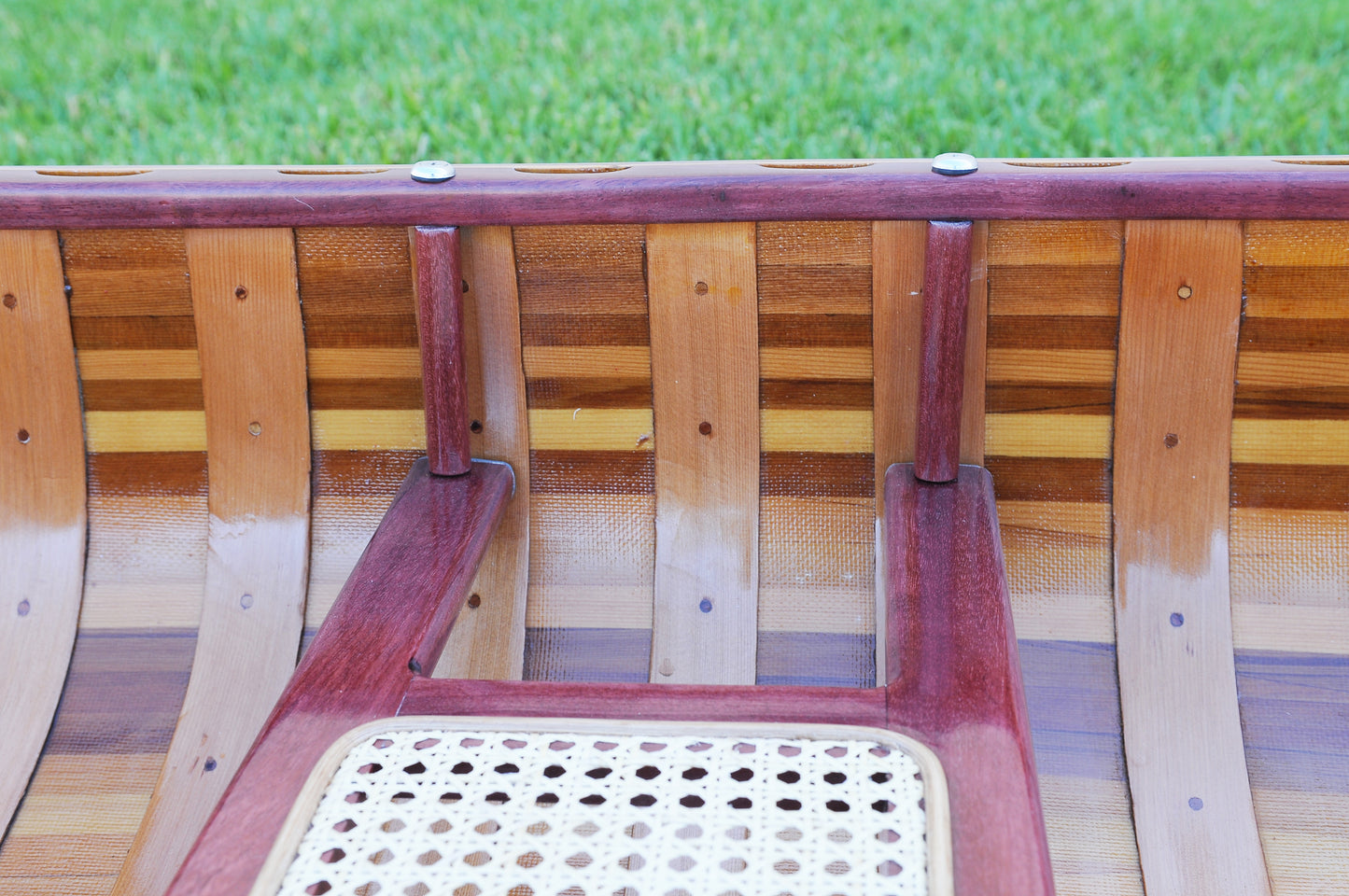 Red Wooden Canoe 10ft With Ribs Curved Bow