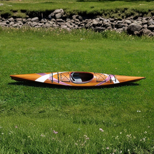 Wooden Kayak with White & Purple Ribbon 15 ft