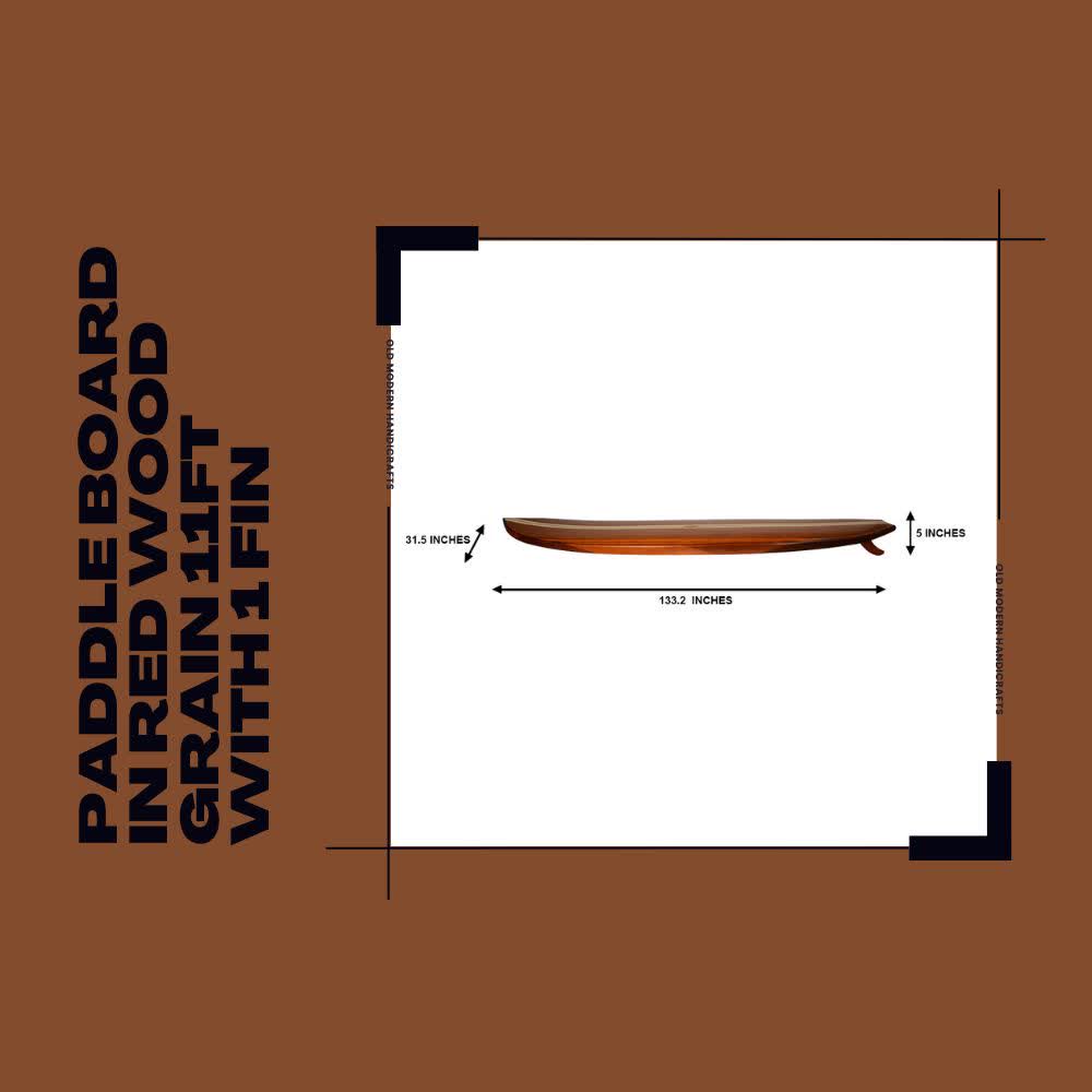 Paddle Board in Red Wood Grain 11ft with 1 fin