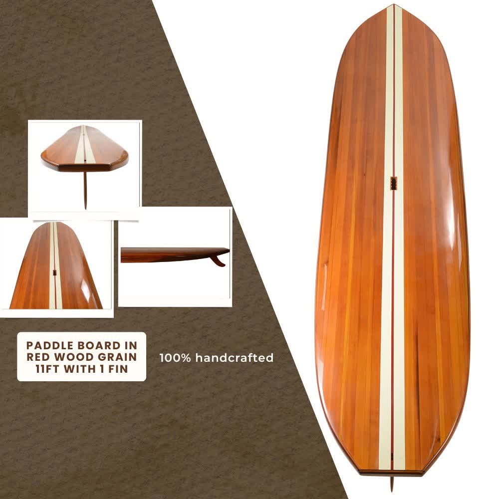 Paddle Board in Red Wood Grain 11ft with 1 fin