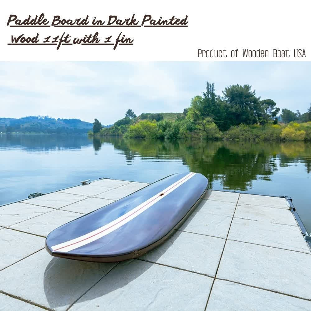 Paddle Board in Dark Painted Wood 11ft with 1 fin