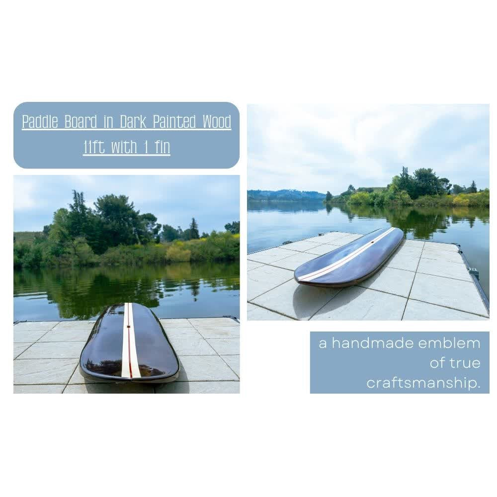 Paddle Board in Dark Painted Wood 11ft with 1 fin