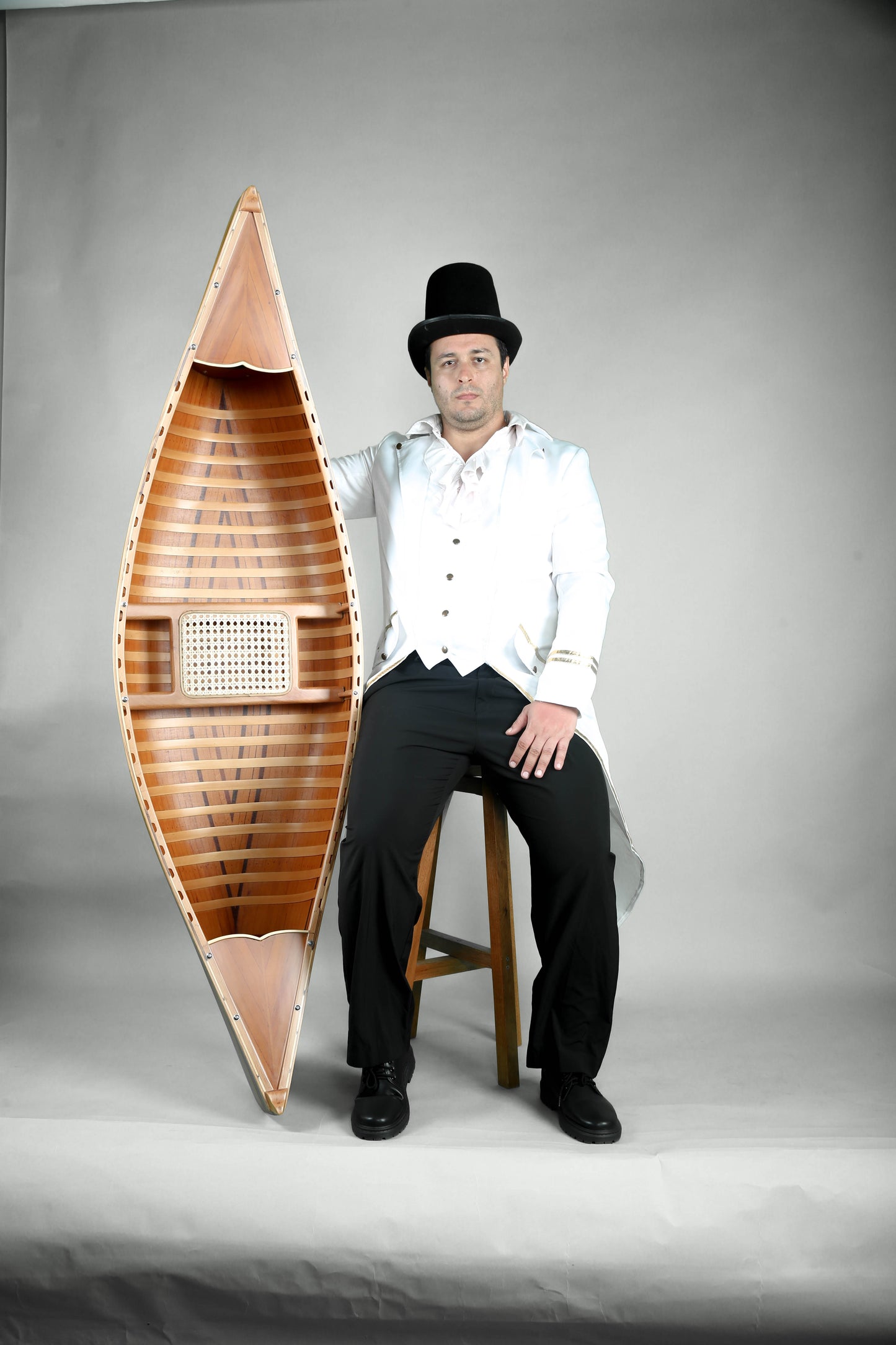 Wooden Canoe With Ribs Matte Finish 6 ft Display-Only