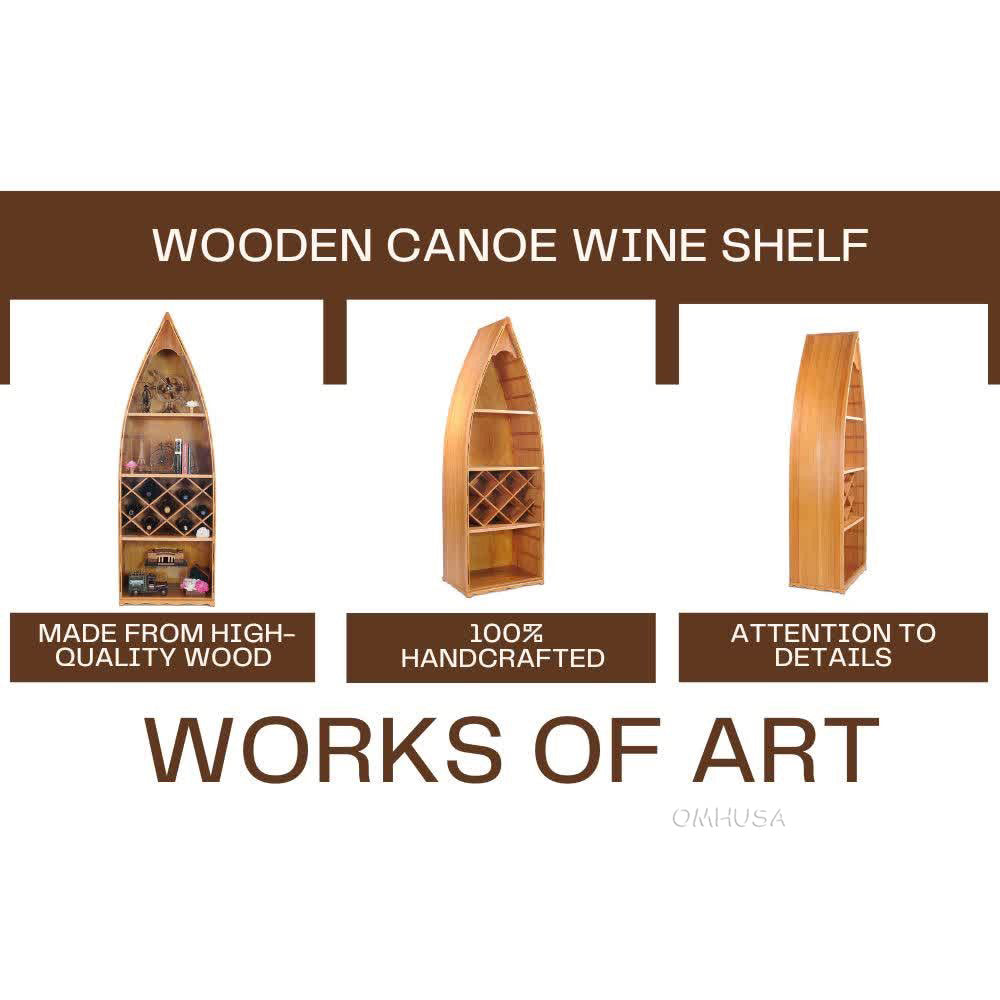 Wooden Canoe Wine Shelf