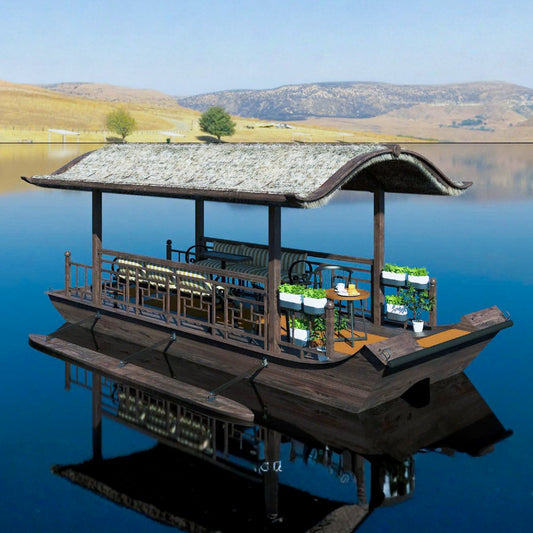Composite gazebo houseboat with roof