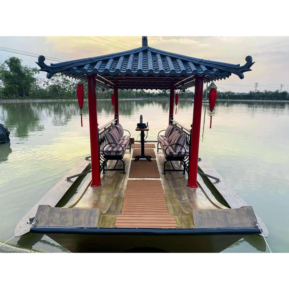 Composite gazebo houseboat with roof