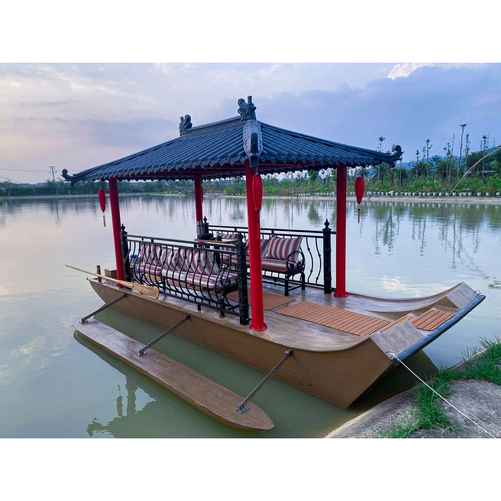 Composite gazebo houseboat with roof