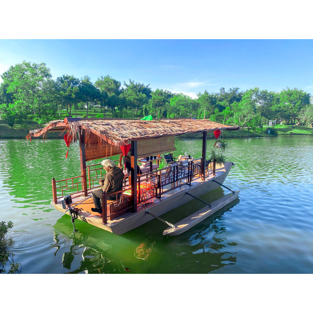 Composite gazebo houseboat with roof